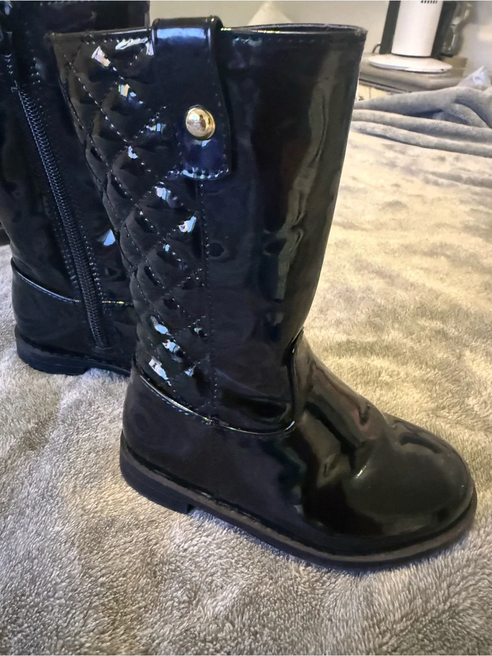 Gymboree Black Patent Mid-Calf Boots size 7 toddler